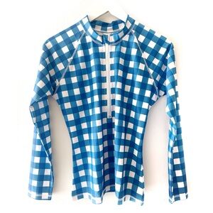 Lime Ricki Blue and White Checkered Swim Top